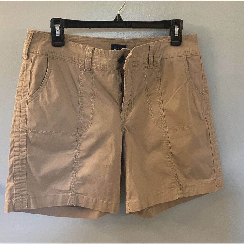 Basic Editions Womens Tan Beige Shorts with Front Patch Pockets - Sz Small